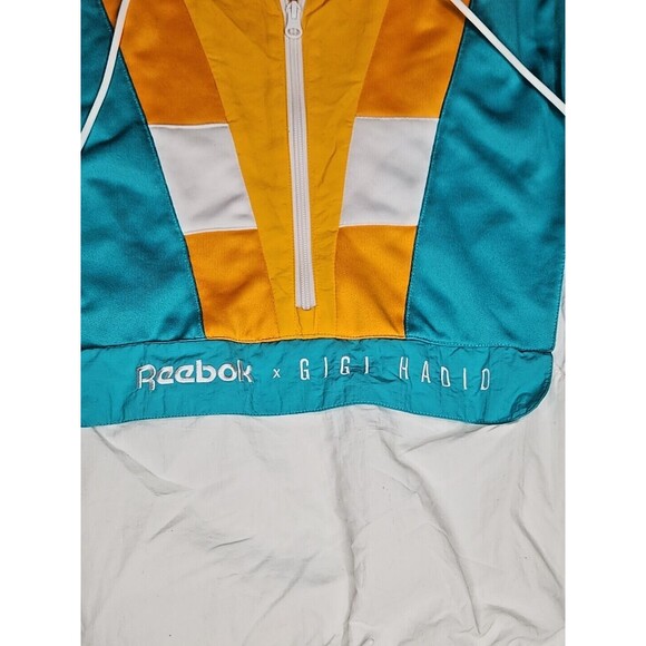 Reebok Gigi Hadid Jacket Womens Windbreaker Size M Blue Yellow White - Picture 7 of 12